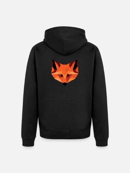 Geometrischer Fuchskopf | Modernes Low-Poly-Tier - Unisex Premium Bio Zip Hoodie - Schwarz