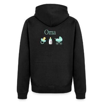 Opa 2026 Geburt Junge Vorlage personalisierbar - Unisex Premium Bio Zip Hoodie - Schwarz - Hinten - Nico (187cm)