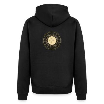 Meditation - Sonne - strahle aus dir selbst heraus - Unisex Premium Bio Zip Hoodie - Schwarz - Hinten - Nico (187cm)