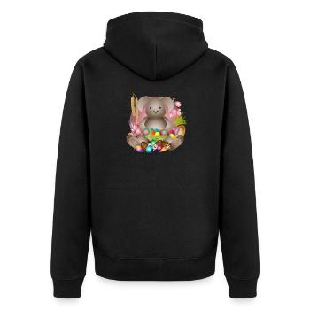 small Easter with Easter nest full of Easter eggs - Unisex Premium Organic Zip Hoodie - black - Back - Nico (187cm)