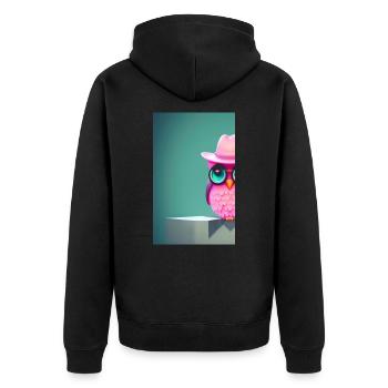 Eule mit Hut - Unisex Premium Bio Zip Hoodie - Schwarz - Hinten - Nico (187cm)