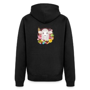 The sheep or lamb as a spring & Easter motif - Unisex Premium Organic Zip Hoodie - black - Back - Nico (187cm)