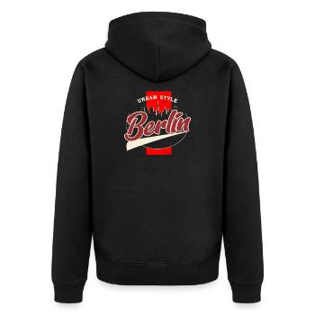 Berlin Urban Style Retro Font - Unisex Premium Organic Zip Hoodie - black - Back - Nico (187cm)