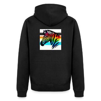 Zebra - Unisex Premium Bio Zip Hoodie - Schwarz - Hinten - Nico (187cm)