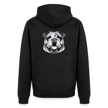 English Bulldog Dog - Unisex Premium Organic Zip Hoodie - black - Back - Nico (187cm)