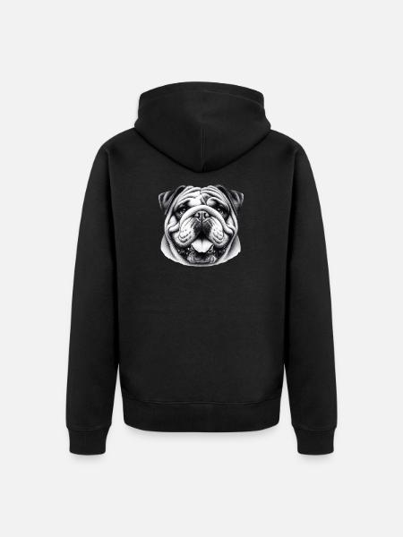 English Bulldog Dog - Unisex Premium Organic Zip Hoodie - black