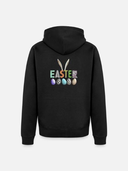 Osterdesign mit bunter Eierfamilie - Unisex Premium Bio Zip Hoodie - Schwarz