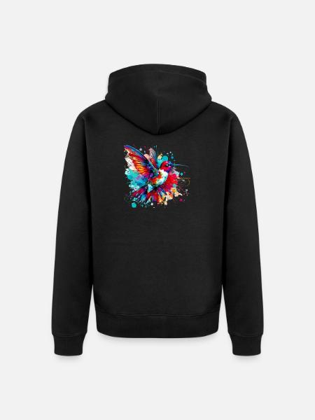 Kolibri - Unisex Premium Bio Zip Hoodie - Schwarz