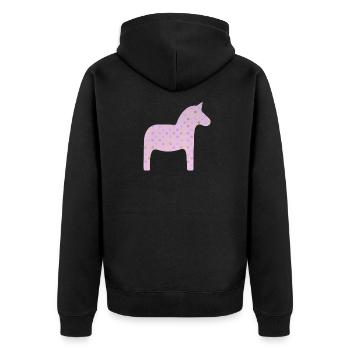 Dala Horse Pink Dots Scandinavian Sweden Decoration - Unisex Premium Organic Zip Hoodie - black - Back - Nico (187cm)