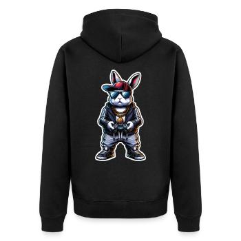 Cool Gamer Bunny avec manette et lunettes de soleil - Veste à capuche bio Premium Unisexe - noir - Dos - Nico (187cm)