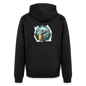 Bergsteigen und Bier Genuss - Unisex Premium Bio Zip Hoodie - Schwarz - Hinten - Nico (187cm)