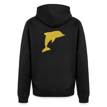 Niedlicher Delfin - Unisex Premium Bio Zip Hoodie - Schwarz - Hinten - Nico (187cm)
