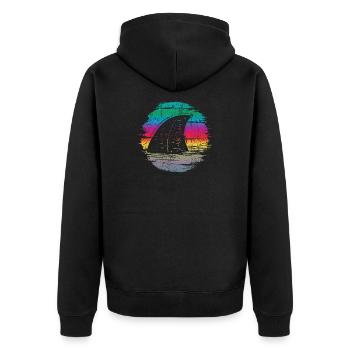 Sonnenuntergang Surfer Welle Illustration - Unisex Premium Bio Zip Hoodie - Schwarz - Hinten - Nico (187cm)