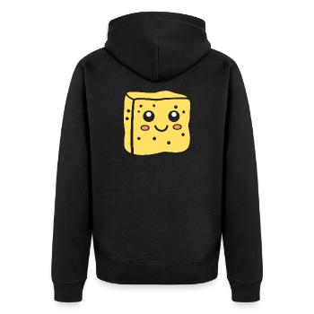 Spongeface Adorable Sponge Illustration - Unisex Premium Organic Zip Hoodie - black - Back - Nico (187cm)