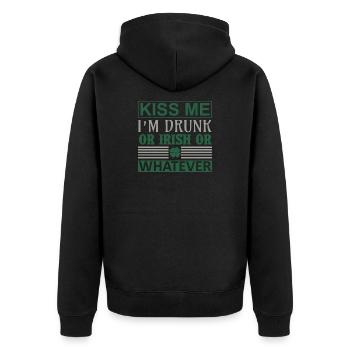Kiss me drunk irish - Unisex Premium Bio Zip Hoodie - Schwarz - Hinten - Nico (187cm)