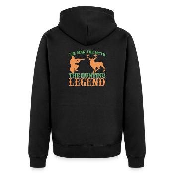 Jagd Legende - Unisex Premium Bio Zip Hoodie - Schwarz - Hinten - Nico (187cm)