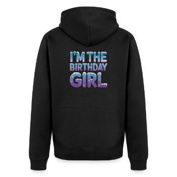 In The Birthday Girl Winter Snowflakes - Unisex Premium Organic Zip Hoodie - black - Back - Nico (187cm)