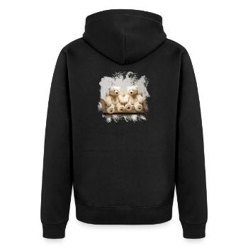 Cuddly Bears on the Sofa Duo - Unisex Premium Organic Zip Hoodie - black - Back - Nico (187cm)