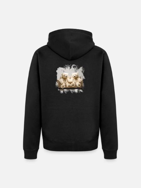 Cuddly Bears on the Sofa Duo - Unisex Premium Organic Zip Hoodie - black