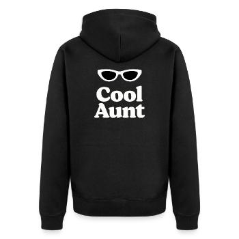 Cool Aunt Eyeglasses Logo - Unisex Premium Organic Zip Hoodie - black - Back - Nico (187cm)