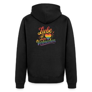 Love Is Not A Crime Rainbow Heart LGBTQ - Unisex Premium Organic Zip Hoodie - black - Back - Nico (187cm)