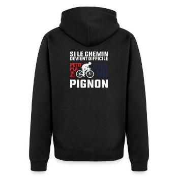 Wenn der Weg schwierig wird – Radfahrer-Geschenk - Unisex Premium Bio Zip Hoodie - Schwarz - Hinten - Nico (187cm)
