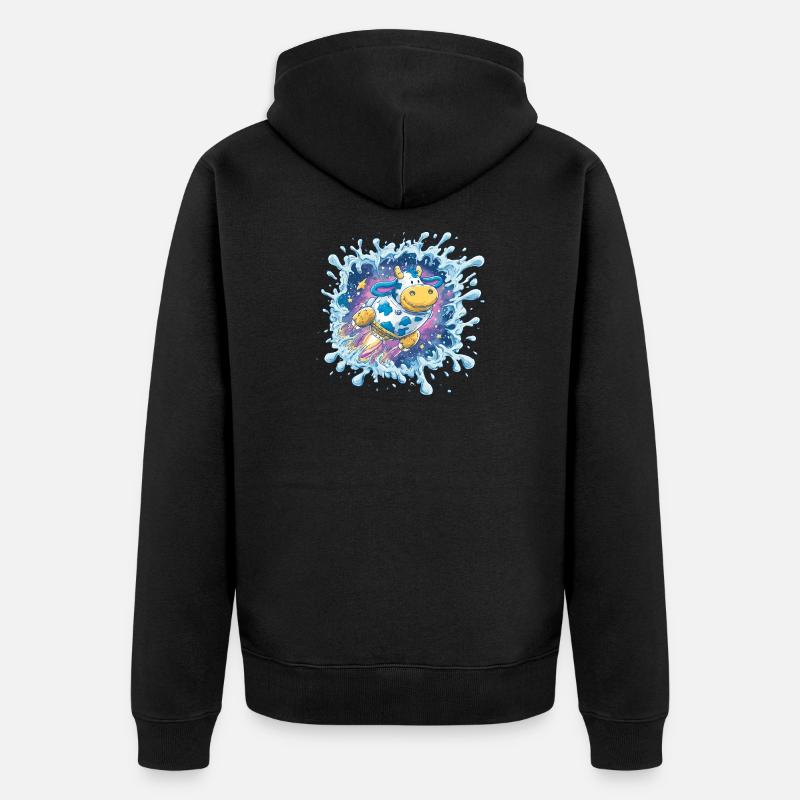 Éclaboussure de Vache Spatiale - Veste à capuche bio Premium Unisexe - noir