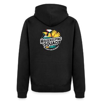 Lustiges Putzen Design - Unisex Premium Bio Zip Hoodie - Schwarz - Hinten - Nico (187cm)