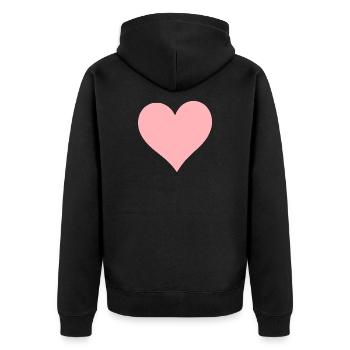Valentinstag Pink Heart, Valentinstag - Unisex Premium Bio Zip Hoodie - Schwarz - Hinten - Nico (187cm)
