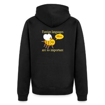 Abeille avec bulle de dialogue - Veste à capuche bio Premium Unisexe - noir - Dos - Nico (187cm)