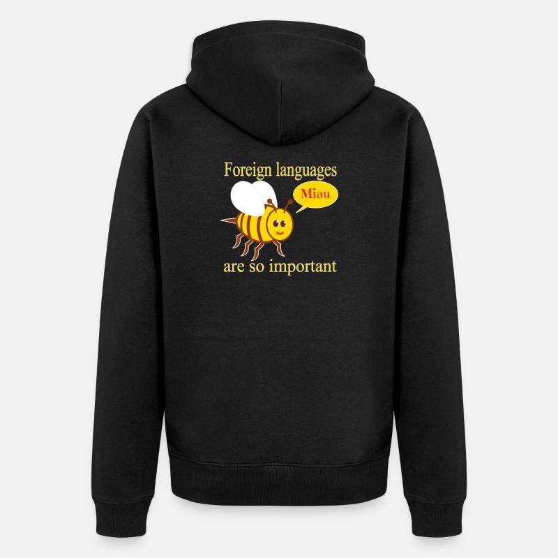 Biene mit Sprechblase - Unisex Premium Bio Zip Hoodie - Schwarz
