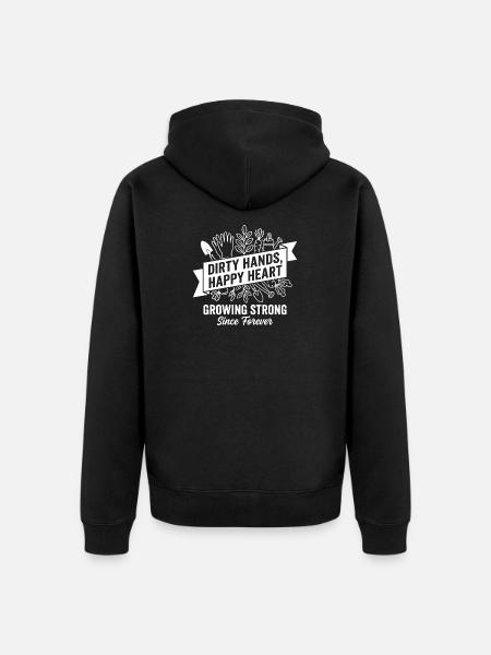 Dirty Hands Happy Heart - Unisex Premium Organic Zip Hoodie - black