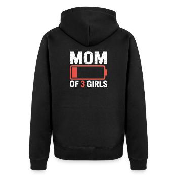 Logo de la batterie de la mère de trois filles - Veste à capuche bio Premium Unisexe - noir - Dos - Nico (187cm)