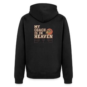 Mon entraîneur est au paradis dans le basket chrétien - Veste à capuche bio Premium Unisexe - noir - Dos - Nico (187cm)