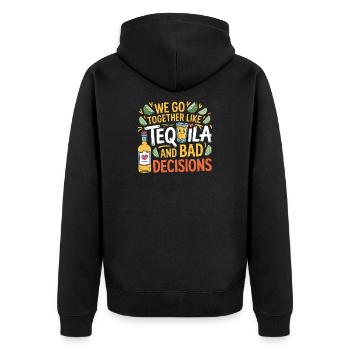 Tequila & Mauvaises décisions Cadeau d’amis drôles - Veste à capuche bio Premium Unisexe - noir - Dos - Nico (187cm)