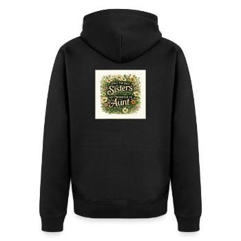 Sisters Get Promoted to Aunt - Unisex Premium Organic Zip Hoodie - black - Back - Nico (187cm)