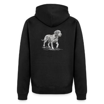 Dackel Sketch – Minimalistisches Hund Design - Unisex Premium Bio Zip Hoodie - Schwarz - Hinten - Nico (187cm)