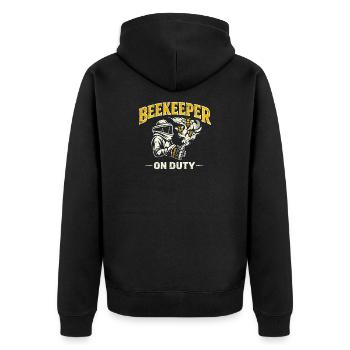 Beekeeper On Duty - Imker Vintage Retro - Unisex Premium Bio Zip Hoodie - Schwarz - Hinten - Nico (187cm)