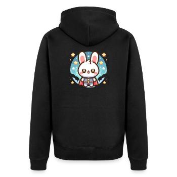 Helden Häschen Superheld Kaninchen - Unisex Premium Bio Zip Hoodie - Schwarz - Hinten - Nico (187cm)