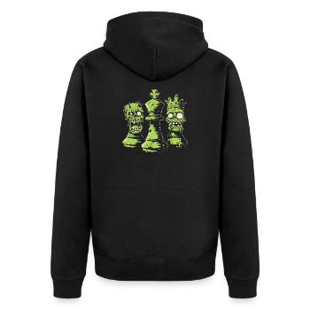 Schach Zombie Figuren Design für Männer Geschenk - Unisex Premium Bio Zip Hoodie - Schwarz - Hinten - Nico (187cm)
