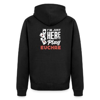 Je suis juste là pour jouer à l’Euchre - Veste à capuche bio Premium Unisexe - noir - Dos - Nico (187cm)
