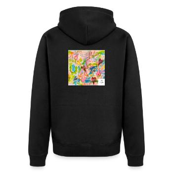 Graffiti JOIE Je déclare les styles Je chrart2wear - Veste à capuche bio Premium Unisexe - noir - Dos - Nico (187cm)