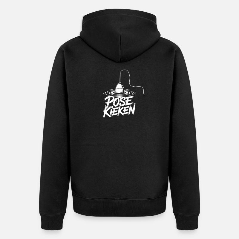 Conception de la posture du pêcheur - Veste à capuche bio Premium Unisexe - noir