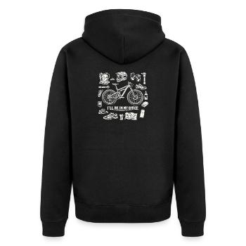 I'll Be In My Office – MTB Rider Statement - Unisex Premium Bio Zip Hoodie - Schwarz - Hinten - Nico (187cm)