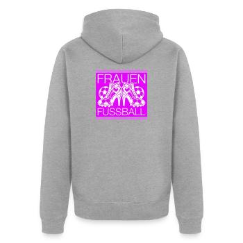 Frauenfussball Fussballschuhe Symbol - Unisex Premium Bio Zip Hoodie - Grau meliert - Hinten - Nico (187cm)