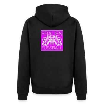 Frauenfussball Fussballschuhe Symbol - Unisex Premium Bio Zip Hoodie - Schwarz - Hinten - Nico (187cm)