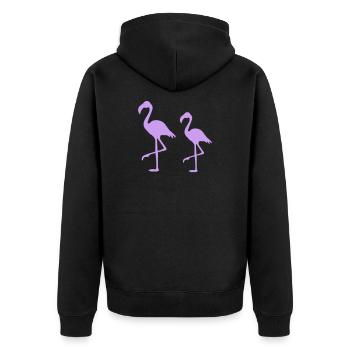 Two Flamingos Silhouettes Purple - Unisex Premium Organic Zip Hoodie - black - Back - Nico (187cm)