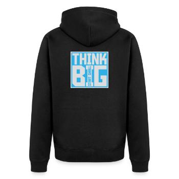 Think Big Start Small Motivation Mindset Wachstum  - Unisex Premium Bio Zip Hoodie - Schwarz - Hinten - Nico (187cm)