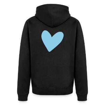 Blue Heart: Two-dimensional minimal style - Unisex Premium Organic Zip Hoodie - black - Back - Nico (187cm)