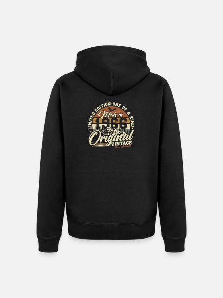 Vintage 1966 Vintage Retro 60th Birthday Gift - Unisex Premium Organic Zip Hoodie - black
